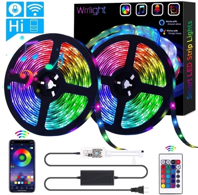 80 CRI 5m 10m 20m 와이파이 스마트 LED 스트립 라이트 앱 리모컨 RGB 환경 조명