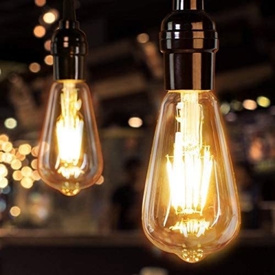 AC 전원 공급원 빈티지 앰버 글래스 ST19 LED 전구 40W 디밍 할 수 있는 교체 따뜻한 촛불 중간 기본