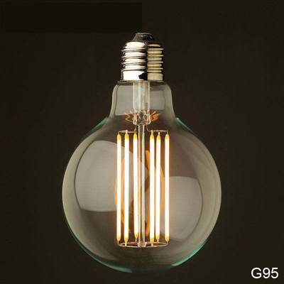 110 lm/w E26 E27 9W G125 G95 디밍 기능과 앰버 글래스를 가진 LED 필라멘트 전구